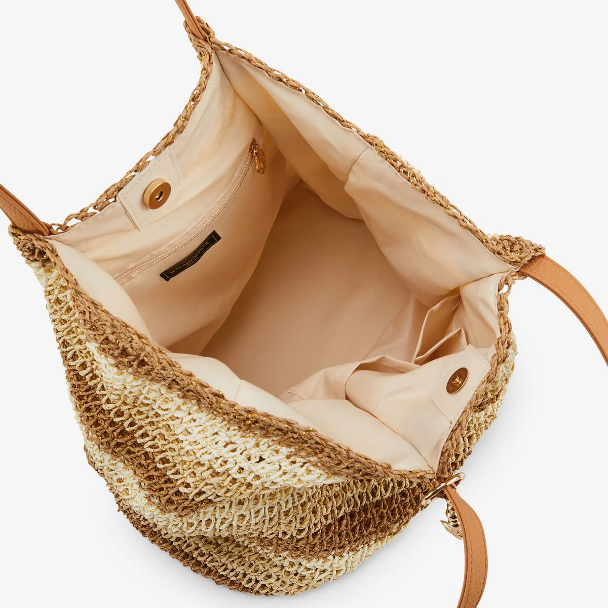 Sac panier à rayures orange et beige - Image 4