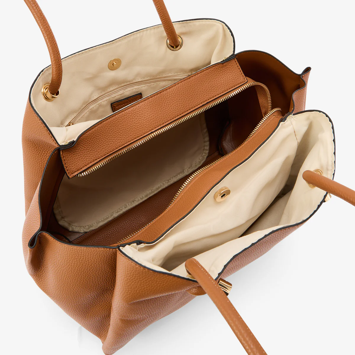 Sac porté épaule camel effet grainé anses nœuds - Image 4