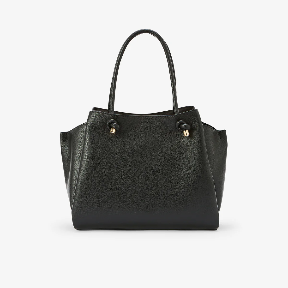 Sac porté épaule noir effet grainé anses nœuds - Image 3