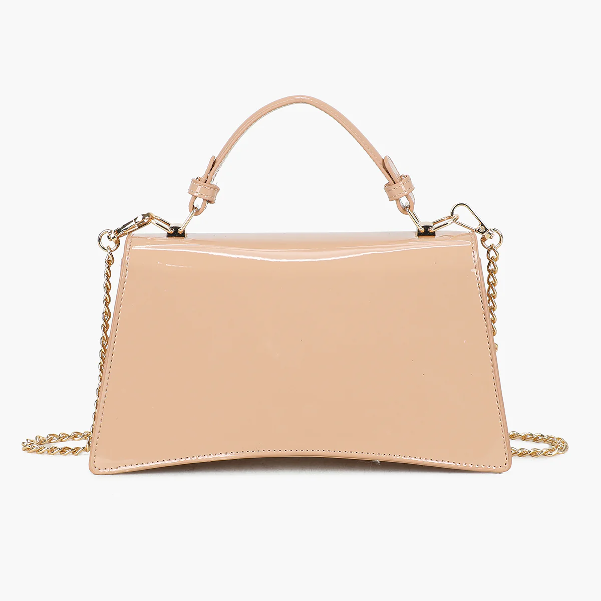 Sac porté main beige vernis - Image 3