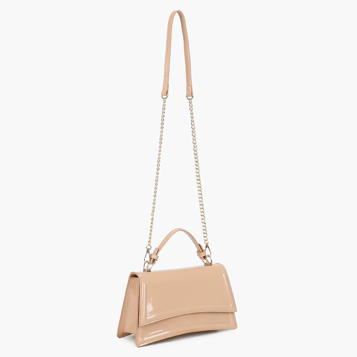 Sac porté main beige vernis - Image 4
