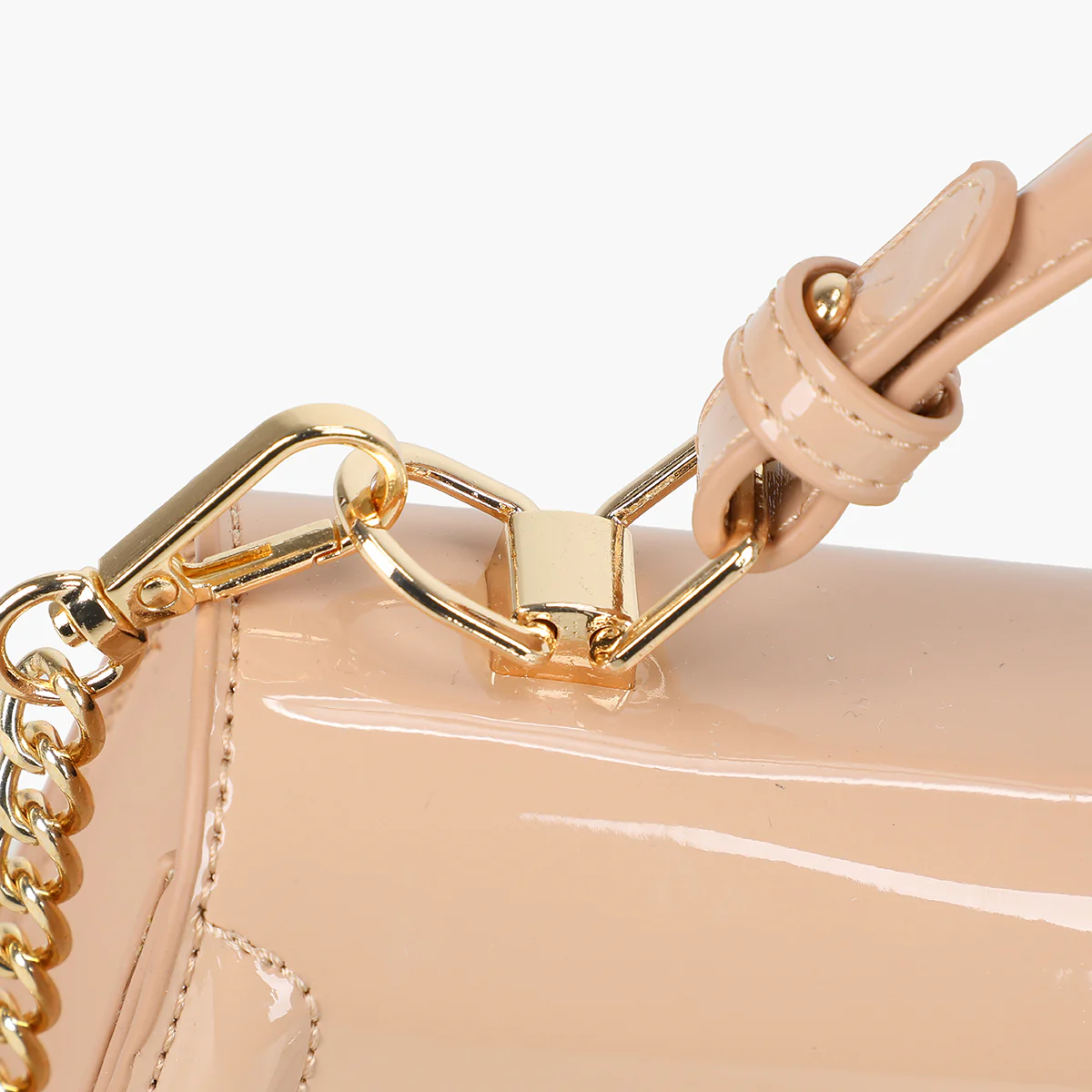 Sac porté main beige vernis - Image 6