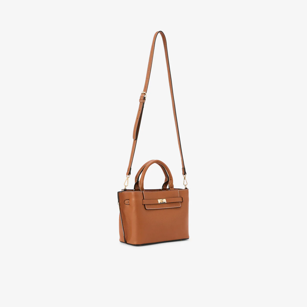 Sac porté main effet grainé camel - Image 4