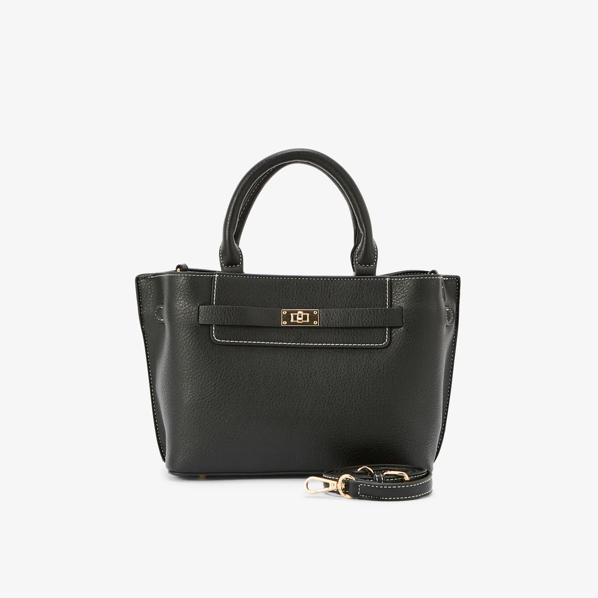 Sac porté main effet grainé noir