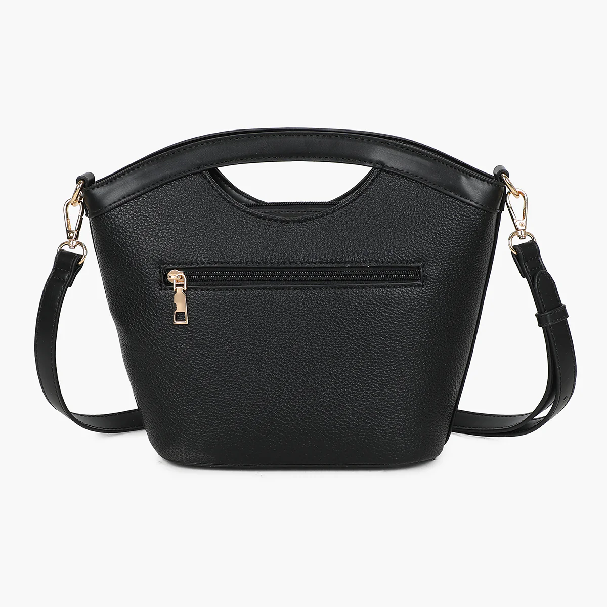 Sac souple noir effet grainé avec poignée - Image 3