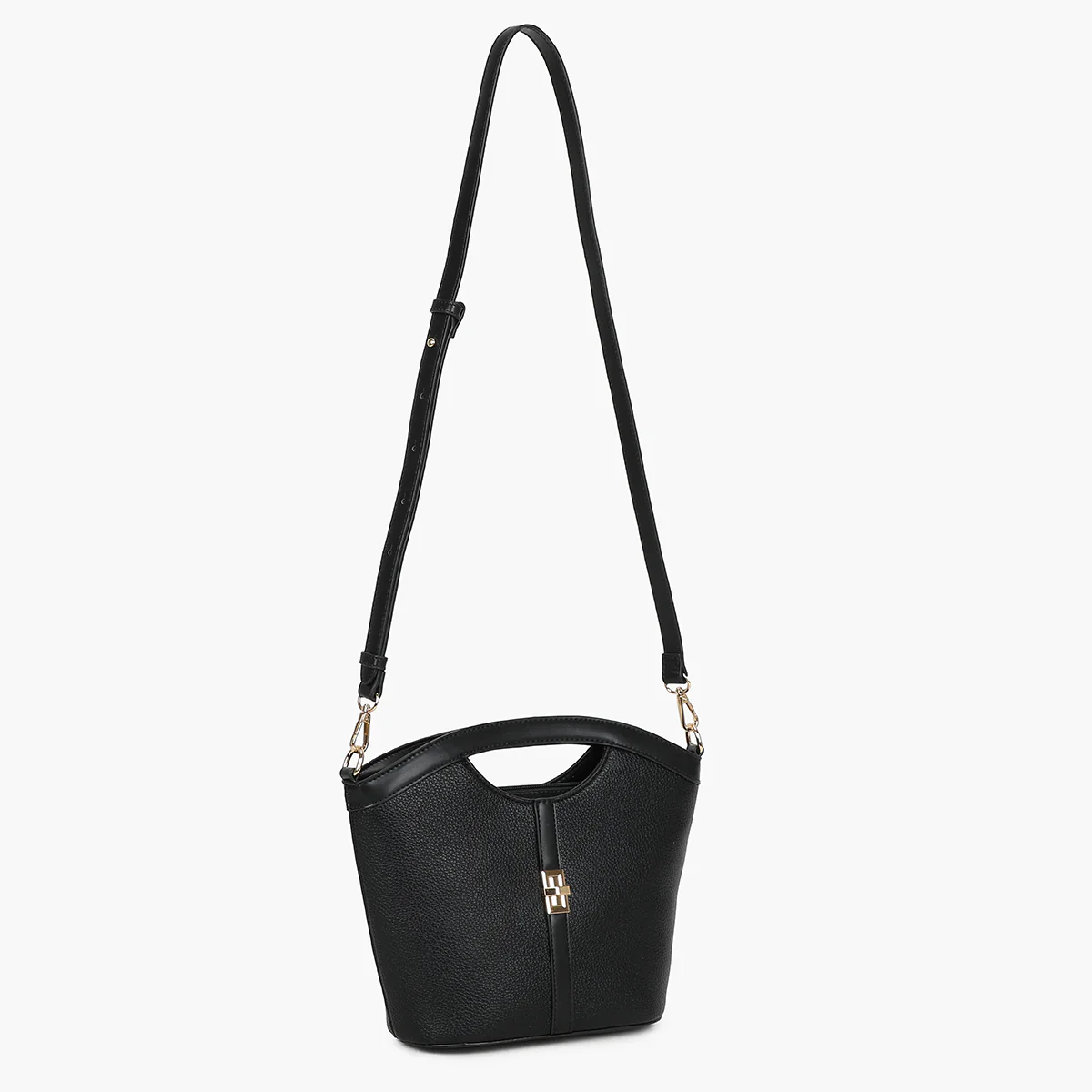 Sac souple noir effet grainé avec poignée - Image 4