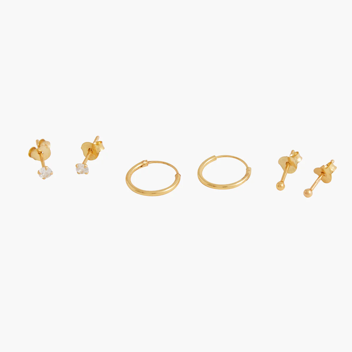 Set 3 paires de boucles d'oreilles - argent 925 doré - Image 2