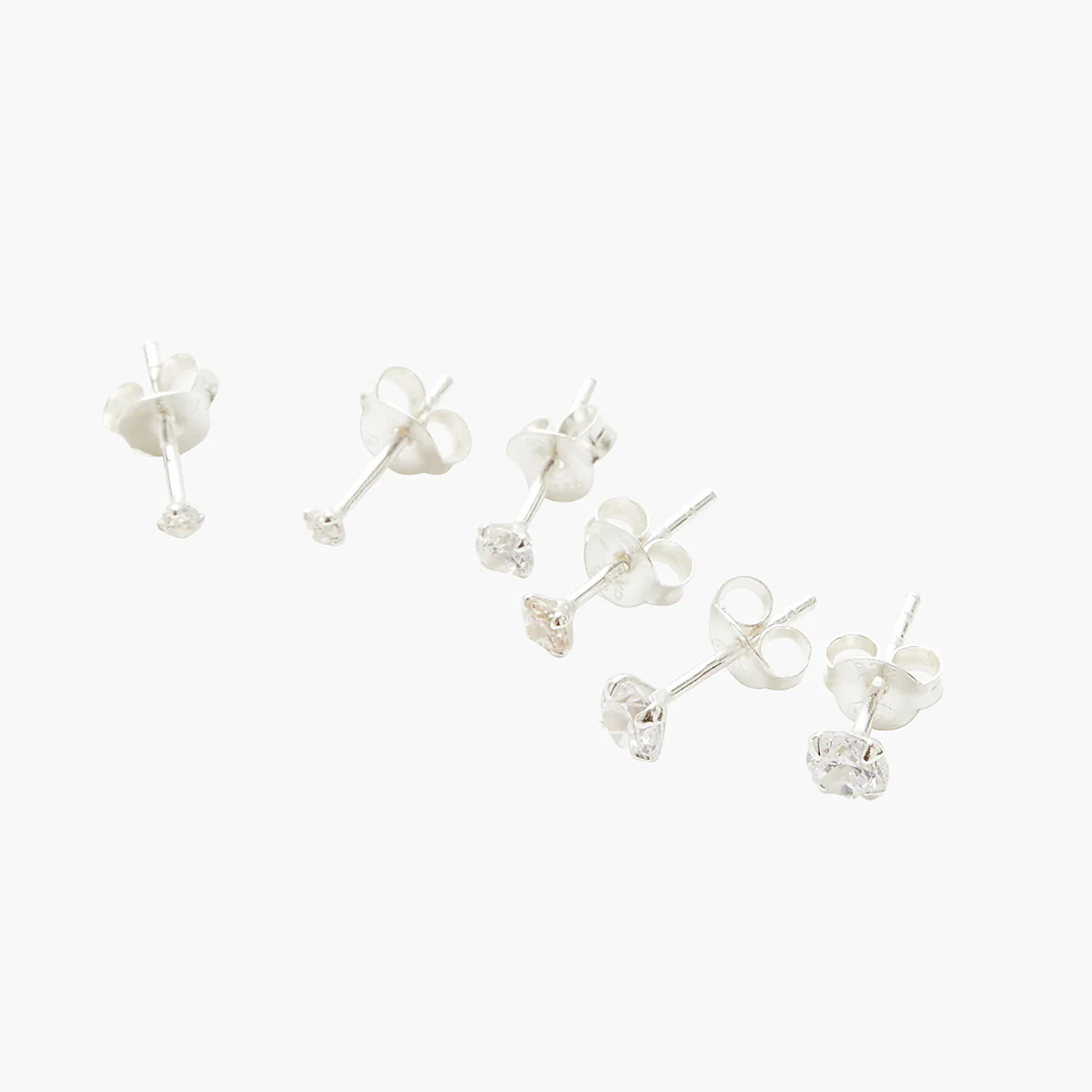 Set 3 paires de puces d'oreilles zircon - argent 925 - Image 2