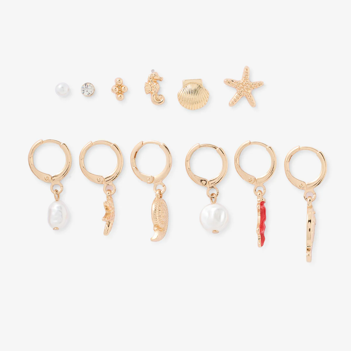 Set de 12 boucles d’oreilles dépareillées mer