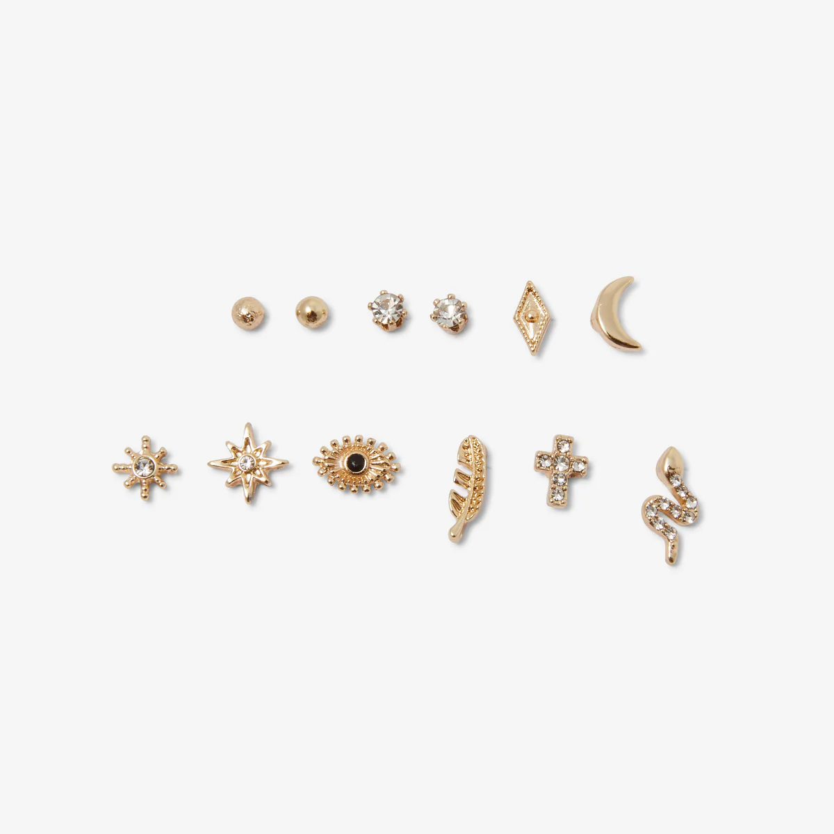 Set de 12 puces d'oreilles dépareillées serpent et œil
