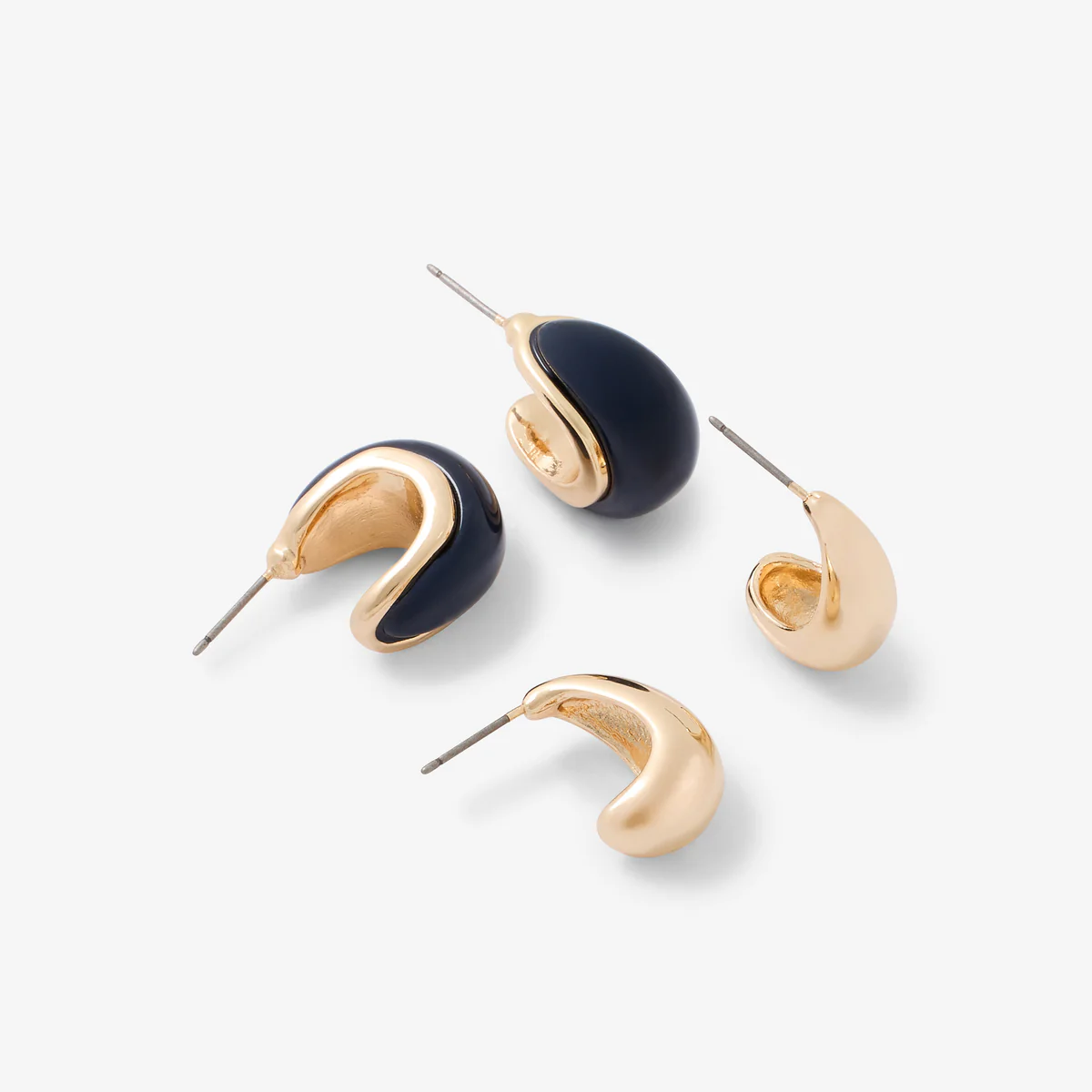Set de 2 boucles d'oreilles gouttes en métal et résine - Image 2