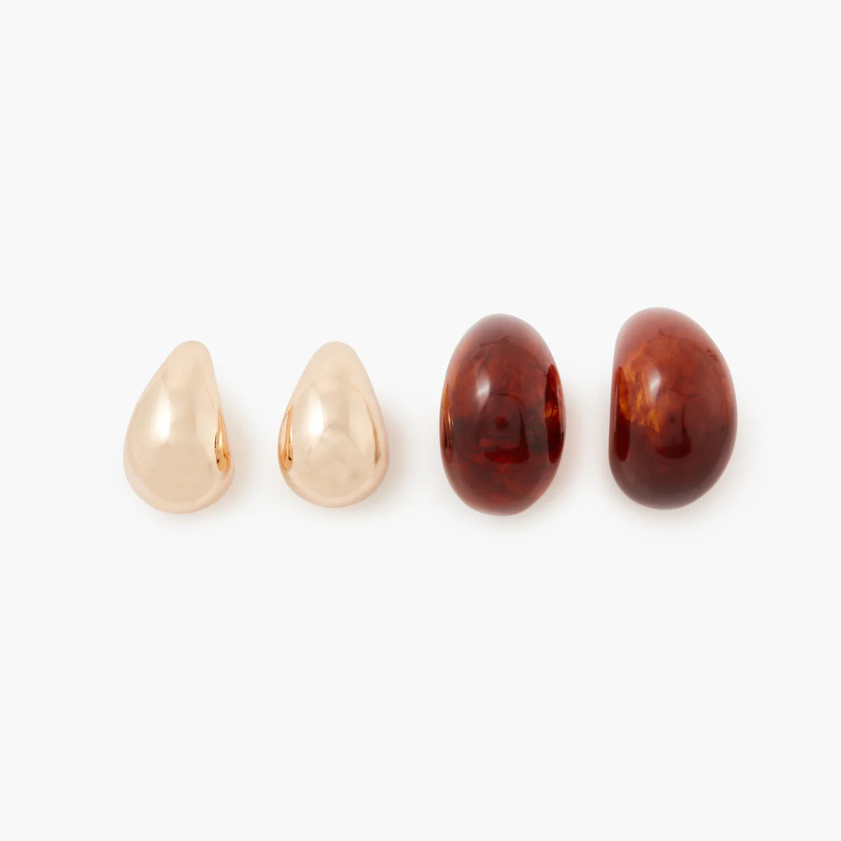 Set de 2 boucles d'oreilles gouttes en résine et métal - Image 3