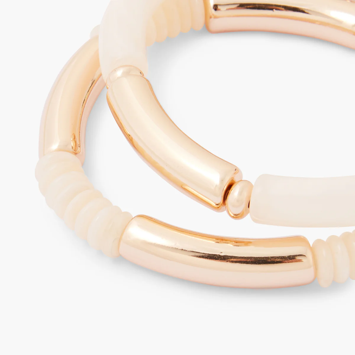 Set de 2 bracelets tubes ivoire et doré - Image 3
