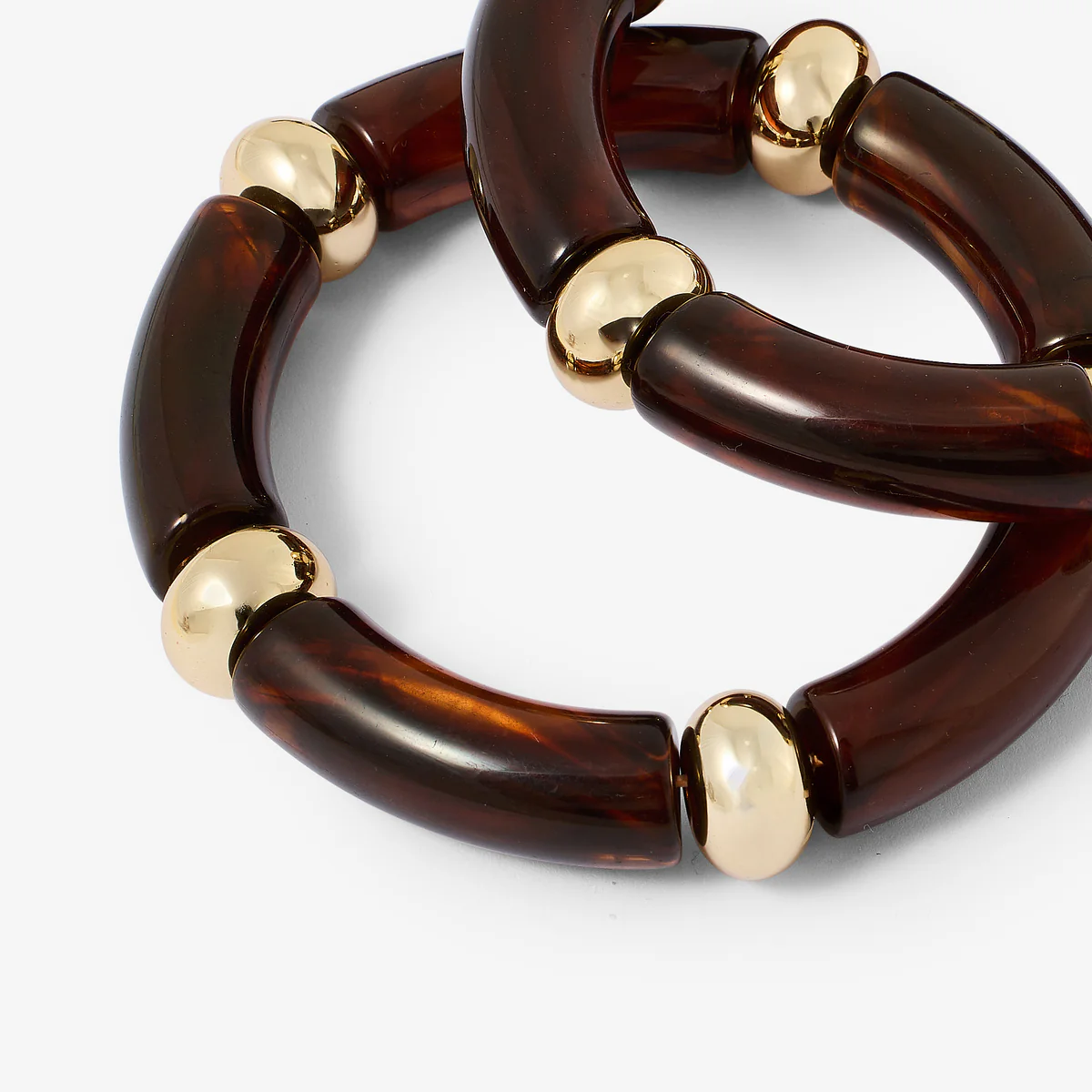 Set de 2 bracelets tubes marrons et dorés - Image 3