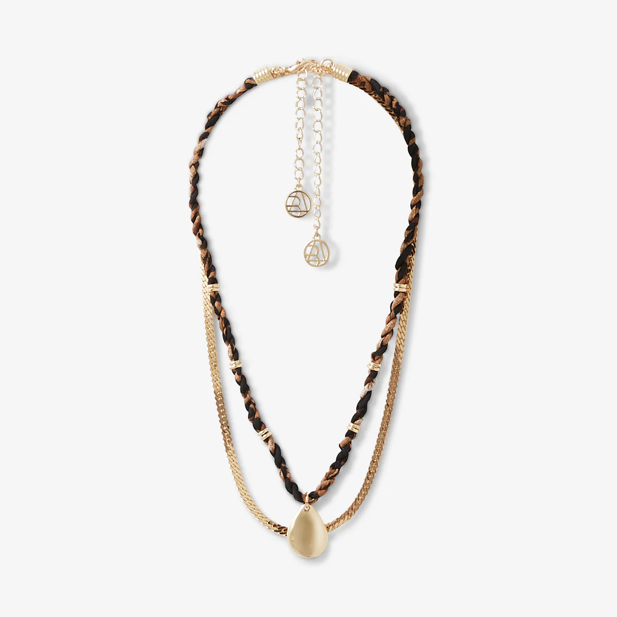 Set de 2 colliers chaine serpent et tissu tressé - Image 3