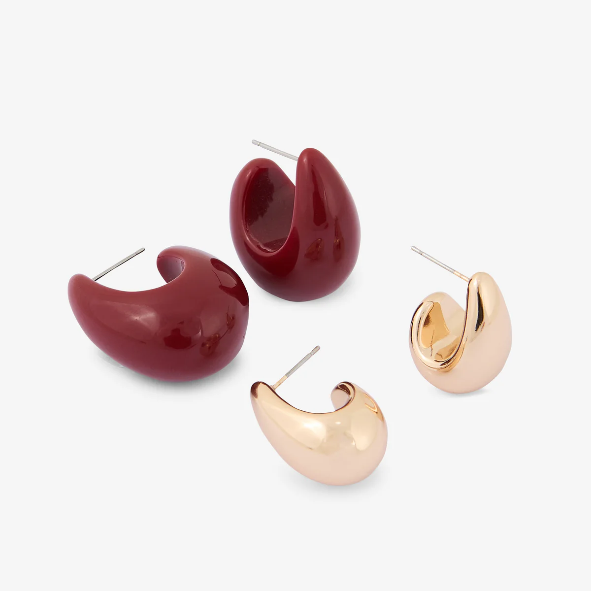 Set de 2 paires de boucles d'oreilles gouttes résine et métal - Image 2