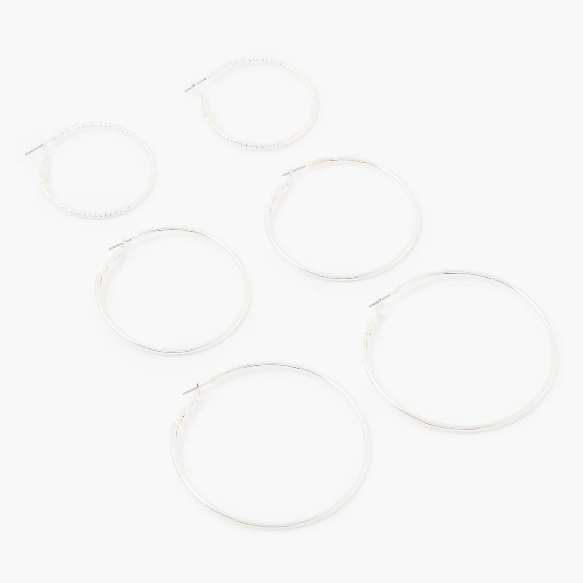 Set de 3 créoles fines lisses et ciselées
