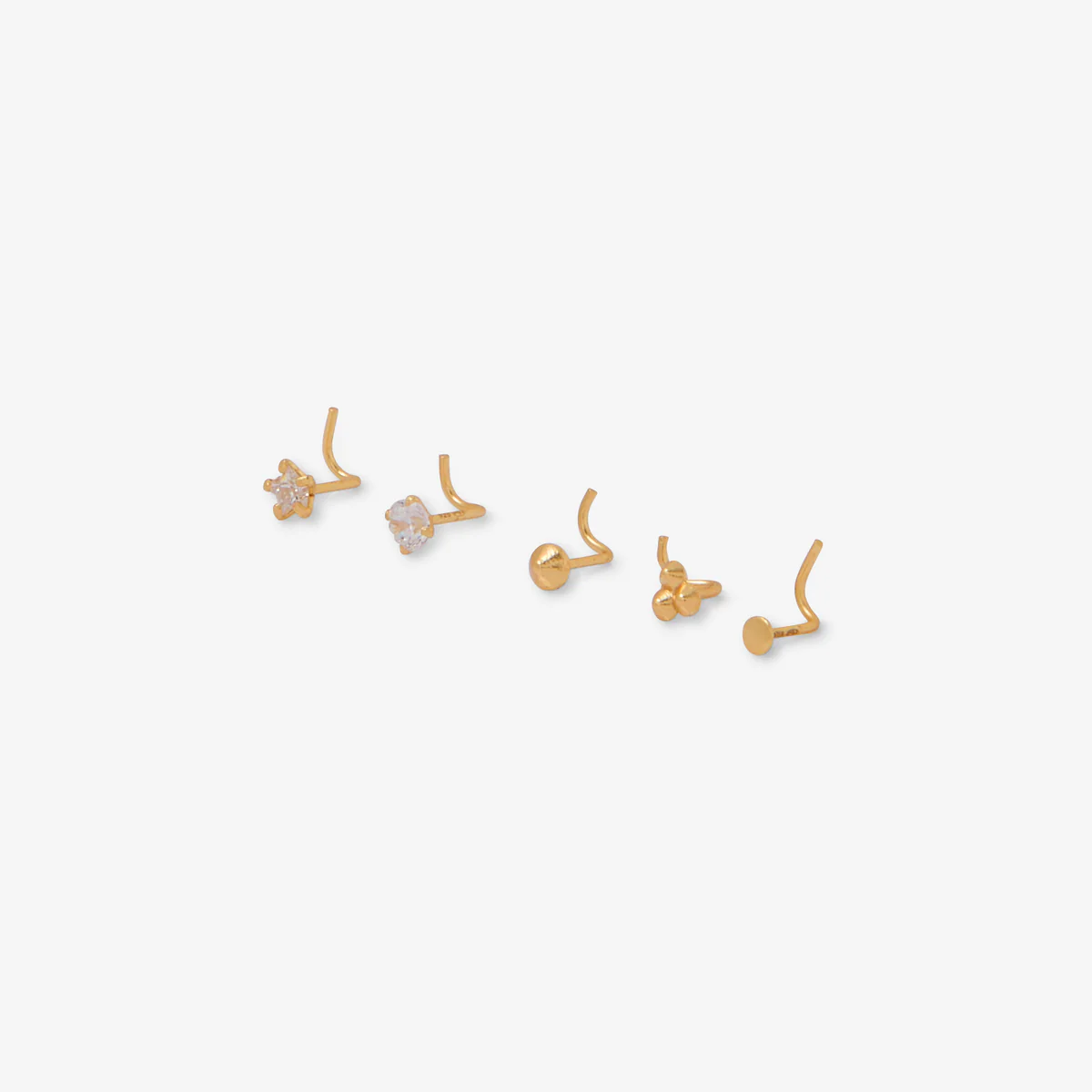 Set de 5 piercings nez doré en argent garanti et zircon - Image 2