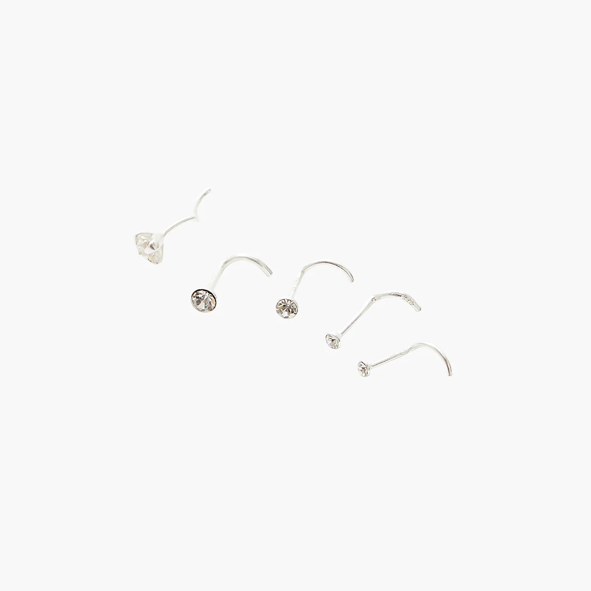 Set de 5 piercings nez strass de zircon et argent garanti 925 - Image 2