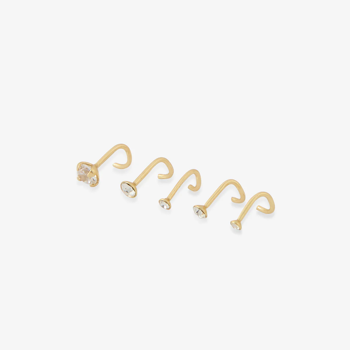 Set de 5 piercings nez strass de zircon et argent garanti 925 doré - Image 2