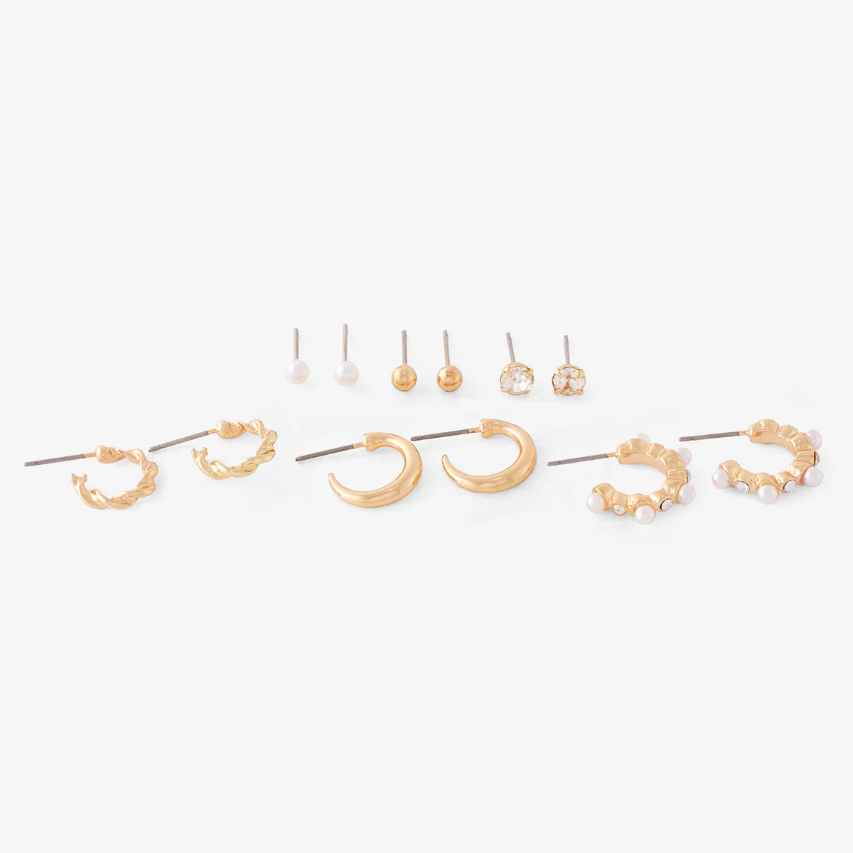 Set de 6 paires de boucles d'oreilles puces et créoles - Image 2