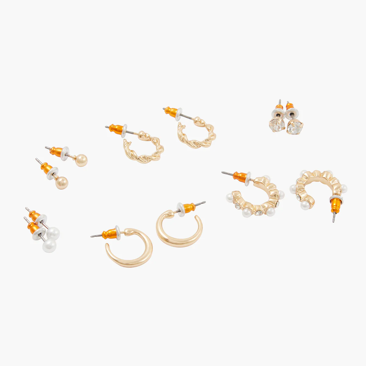 Set de 6 paires de boucles d'oreilles puces et créoles - Image 3