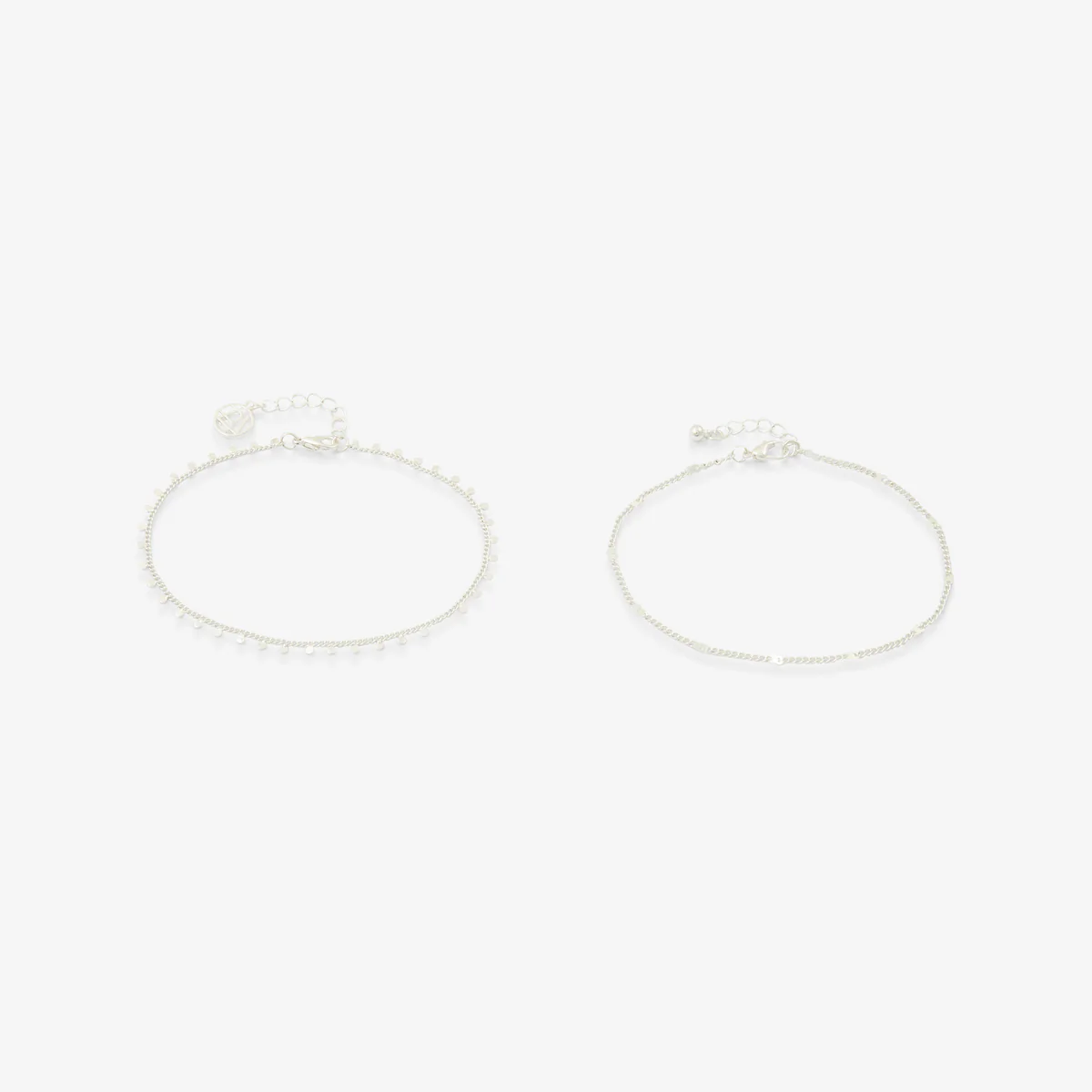 Set x2 chaines fines de chevilles argentées