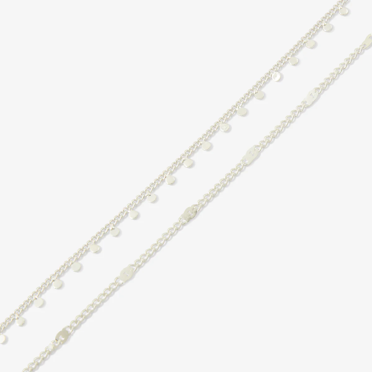 Set x2 chaines fines de chevilles argentées - Image 2
