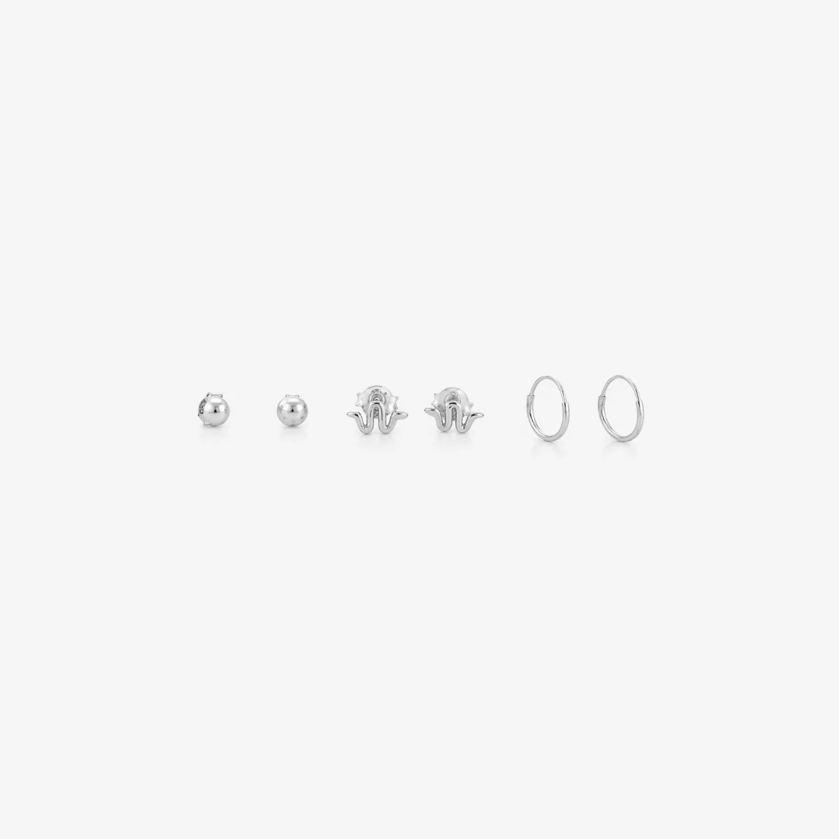 Set x3 boucles d'oreilles puces et créoles - argent 925