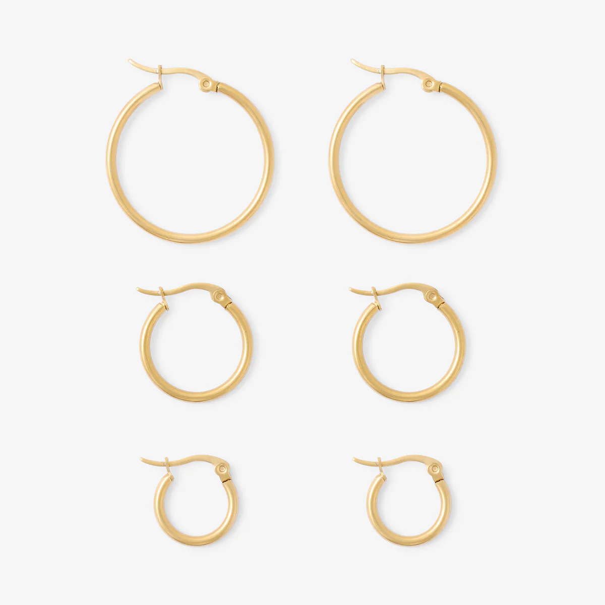 Set x3 créoles en acier inoxydable différentes tailles